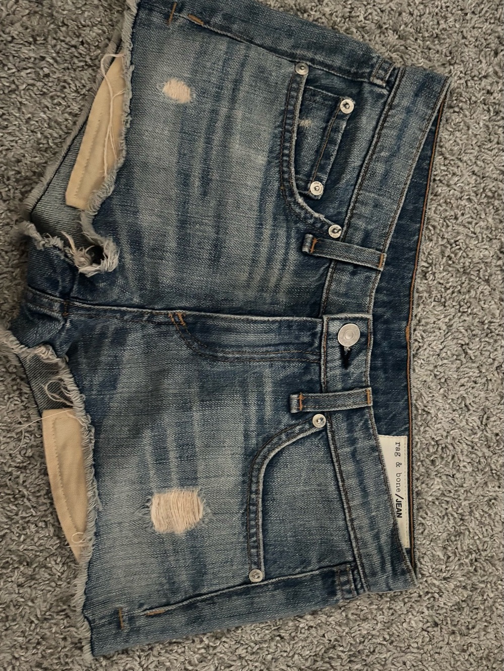vintage rag & bone Distressed Blue Denim Shorts
